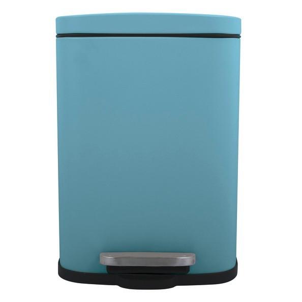Kosmetikeimer Akira 5l Blau Metall LxBxH: 21,4x17,6x30 cm - Pastellblau/Schwarz, Basics, Kunststoff/Metall (21,4/17,6/30cm)