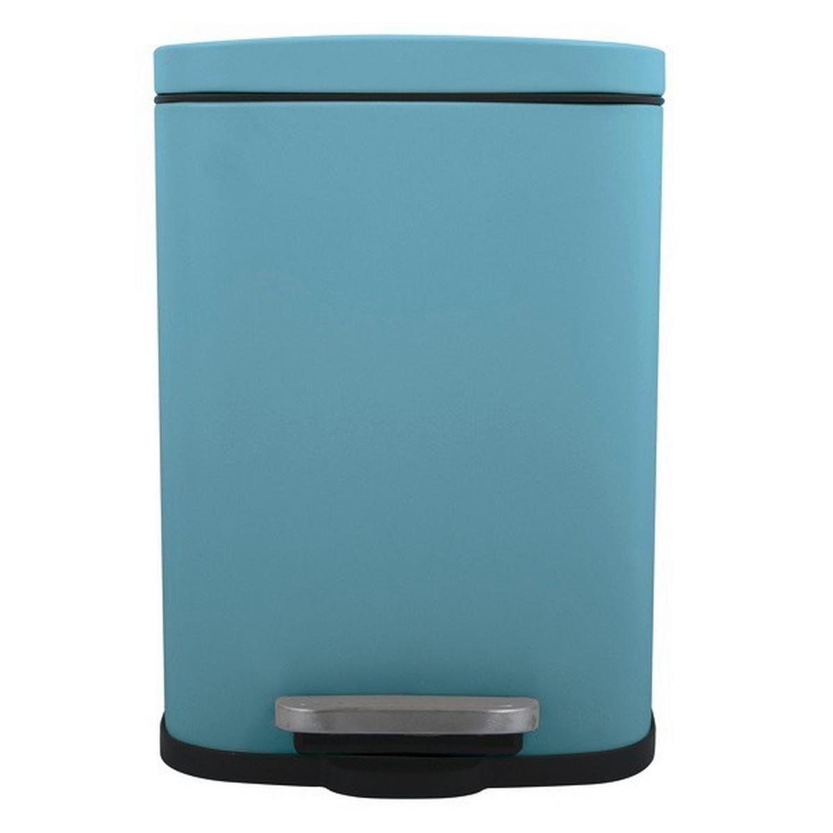Kosmetikeimer Akira 5l Blau Metall LxBxH: 21,4x17,6x30 cm - Pastellblau/Schwarz, Basics, Kunststoff/Metall (21,4/17,6/30cm)