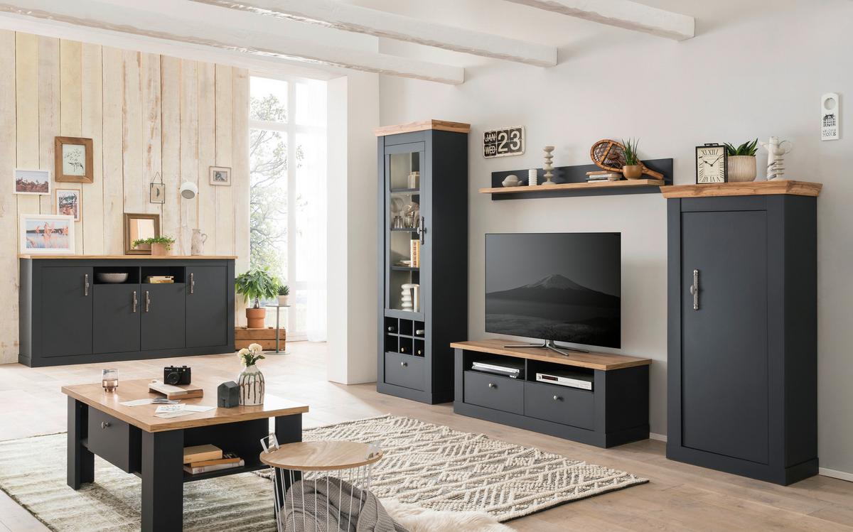 Highboard Catania Anthrazit/Eiche Dekor B: 72cm - Anthrazit/Eiche Wotan, Design, Holzwerkstoff (72/146/38cm) - MID.YOU