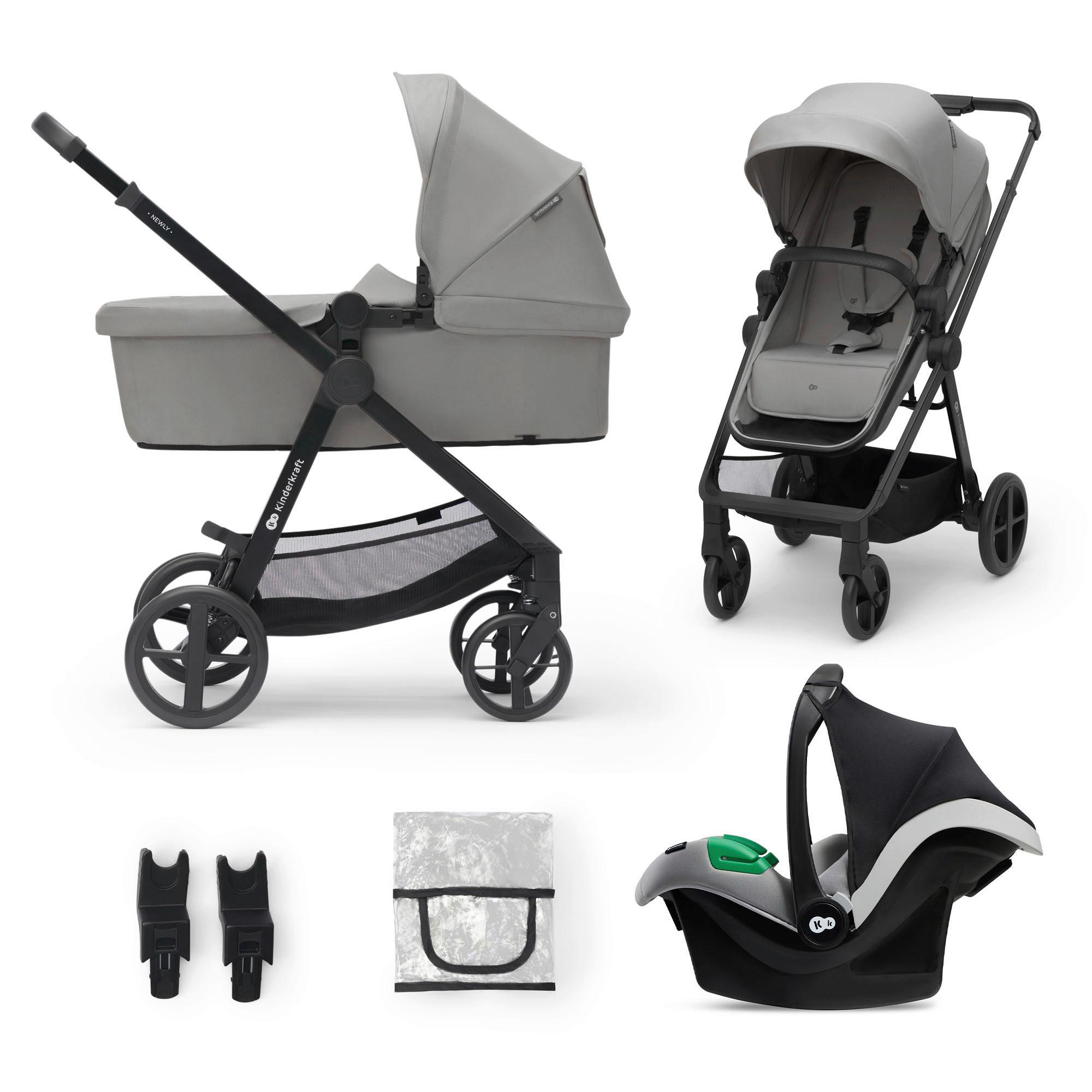 Kinderwagenset Newly 3 in 1 Hellgrau, B/H/T: 54x100x94cm