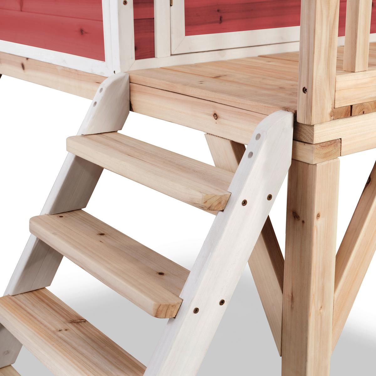 Stelzenhaus Mit Rutsche Rot Exit Loft 300 - Rot, KONVENTIONELL, Holz (369/190/215cm) - EXIT Toys