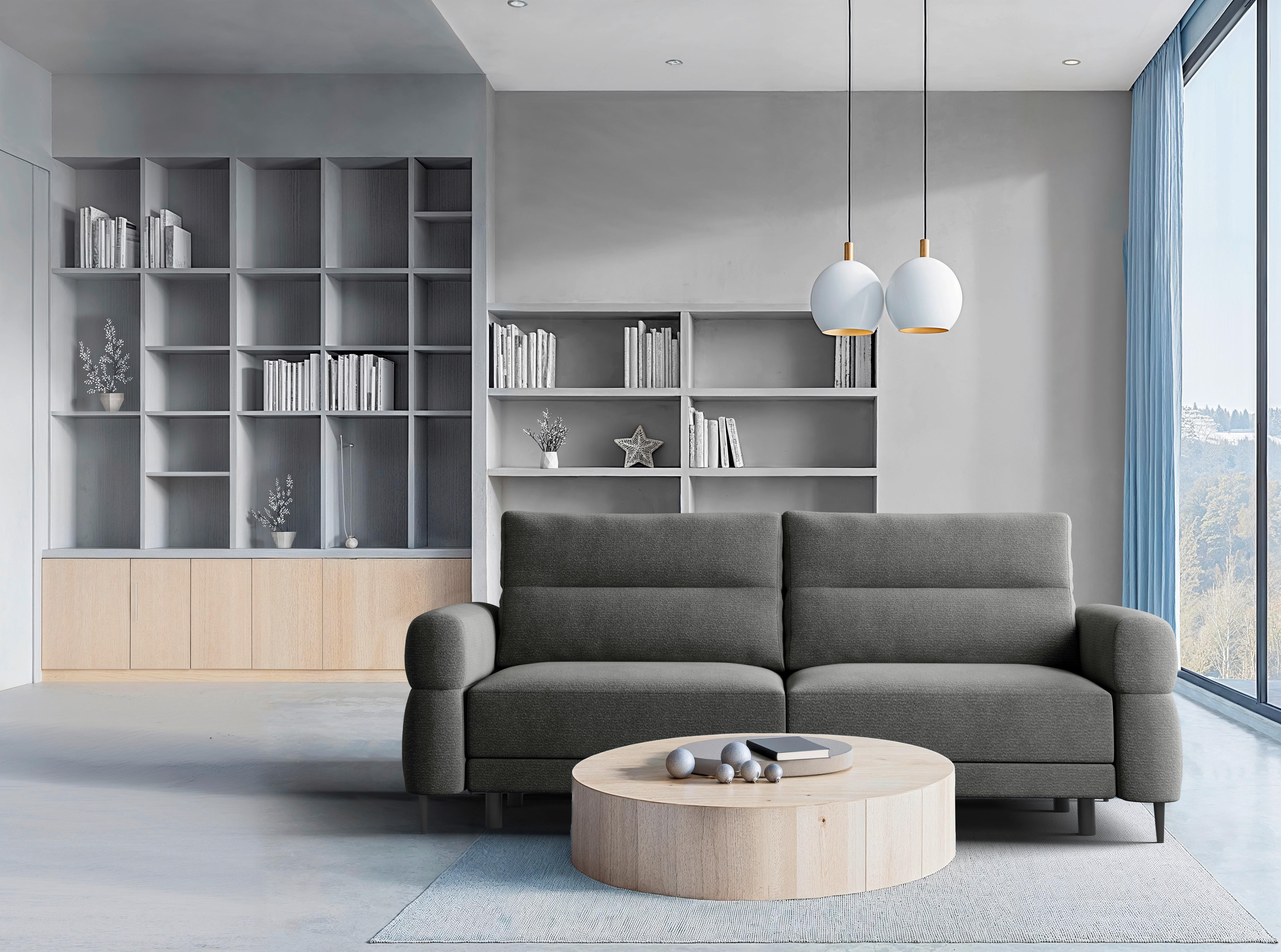 Schlafsofa Nordic Graphitfarben B: 232cm