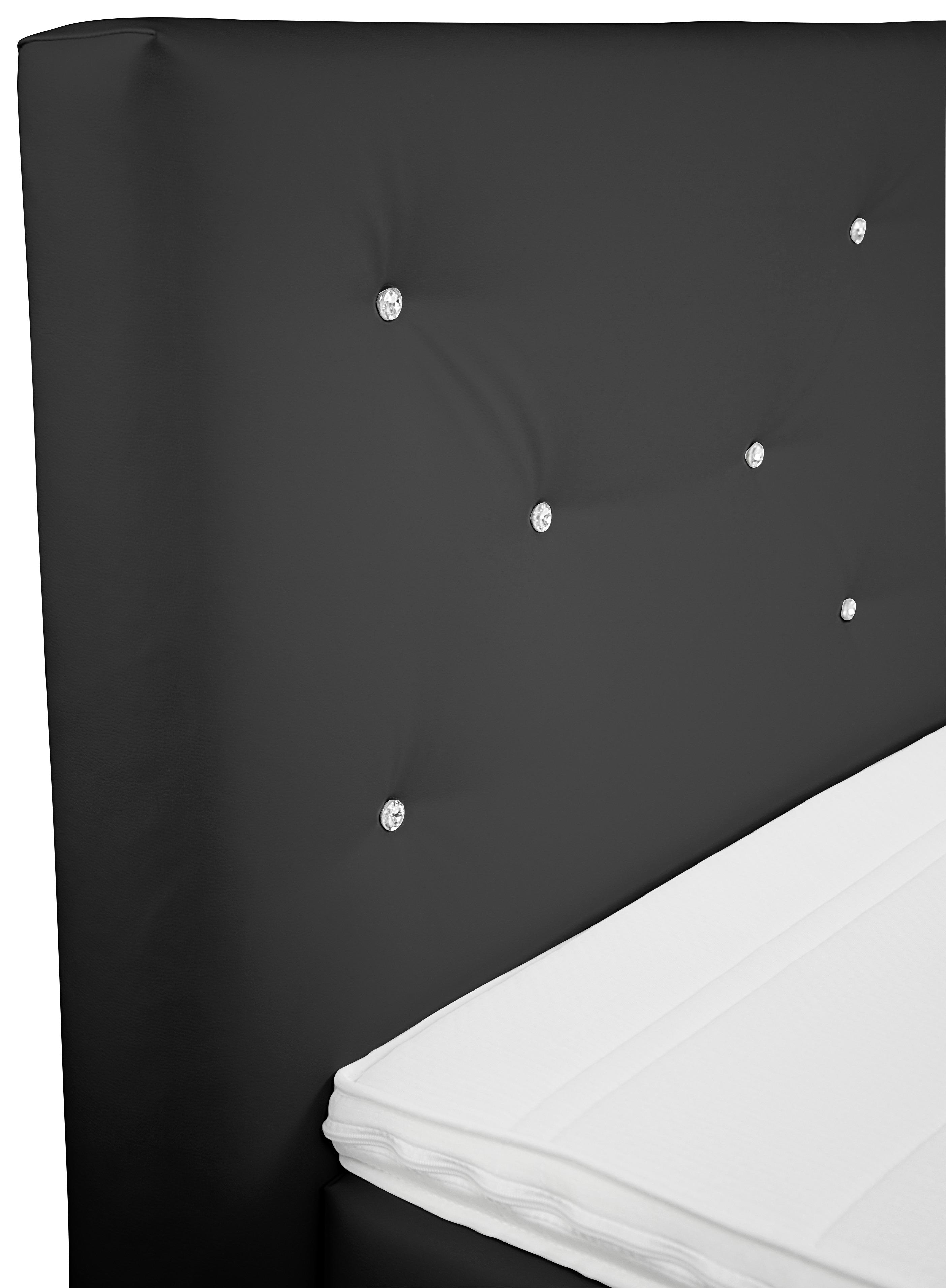 Boxspringbett Mit Topper, Lederlook 180x200cm Luminosa - Schwarz, MODERN, Textil (180/200cm)
