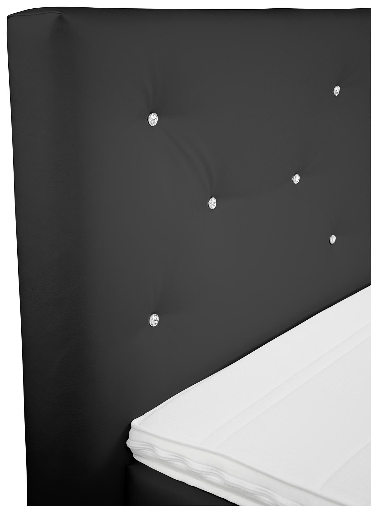 Boxspringbett Mit Topper, Lederlook 180x200cm Luminosa - Schwarz, MODERN, Textil (180/200cm)