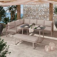 Loungegarnitur Auckland - Beige/Creme, MODERN, Glas/Textil (242/195cm) - Beldano