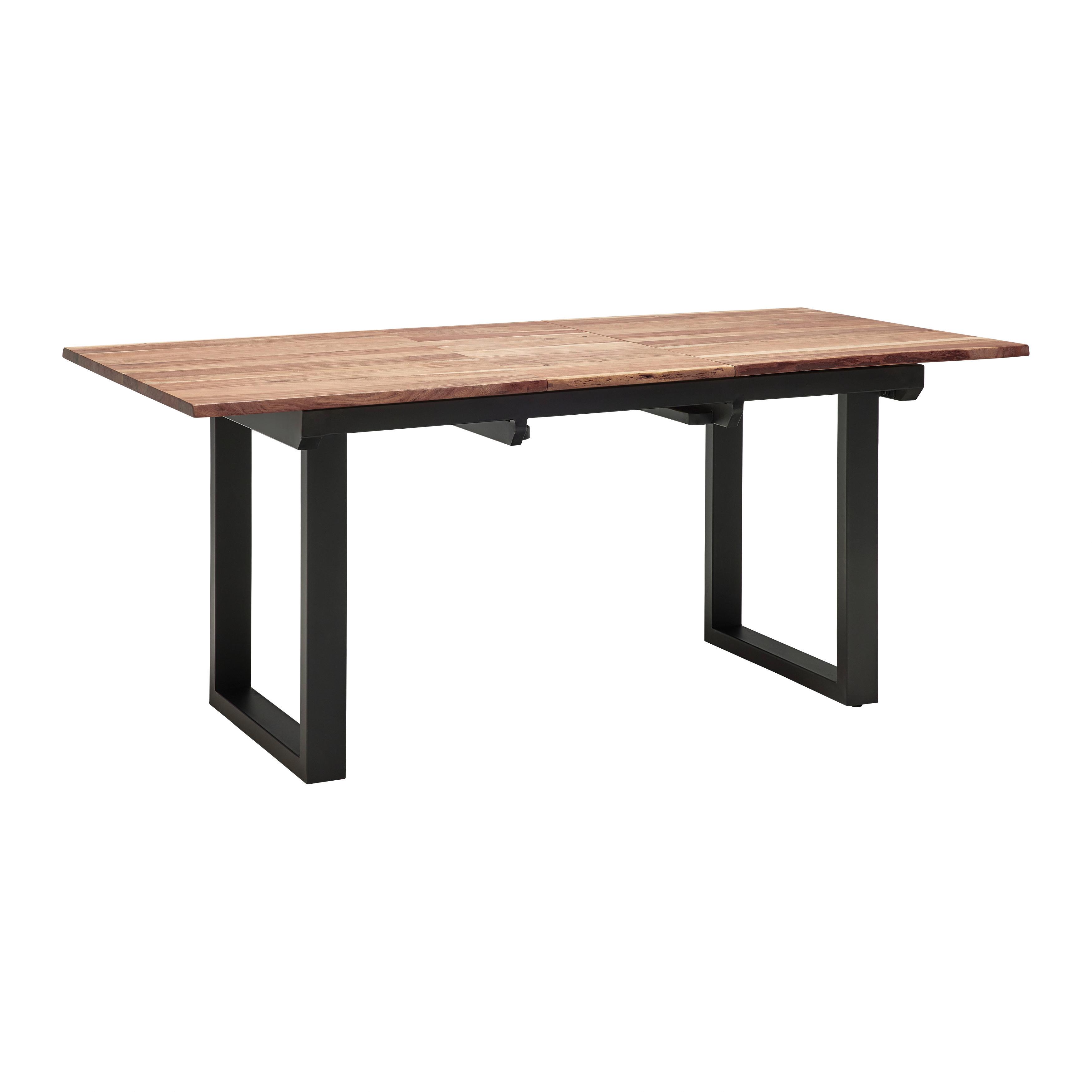 Výsuvný stůl z masivního dřeva, ca. 140-180x90 cm - černá/přírodní barvy, Moderní, kov/dřevo (140-180/90/76cm) - Bessagi Home