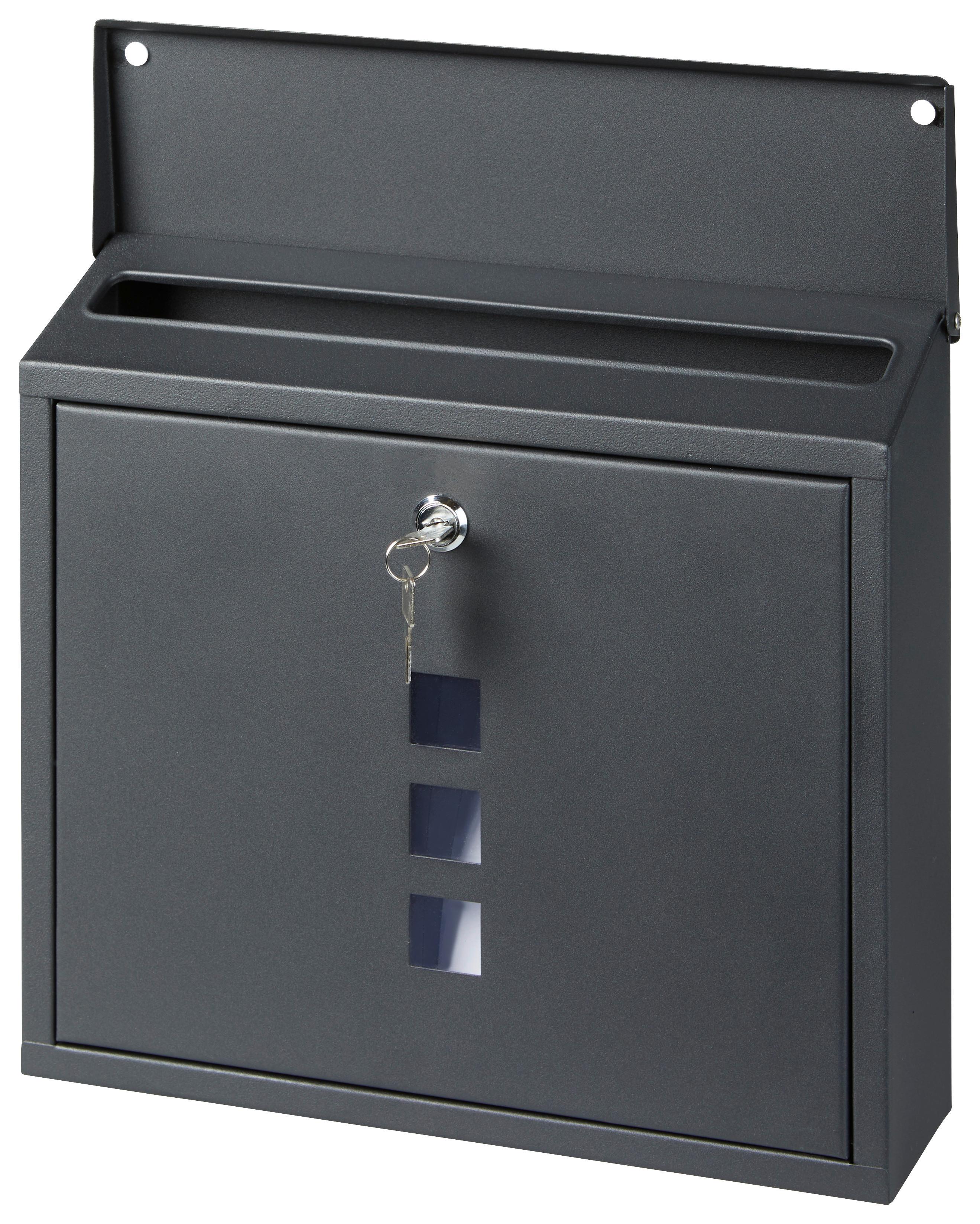 Briefkasten Anthrazit Robert mit Sichtfenster - Anthrazit, Design, Metall (36/32,8/9,2cm) - Homezone