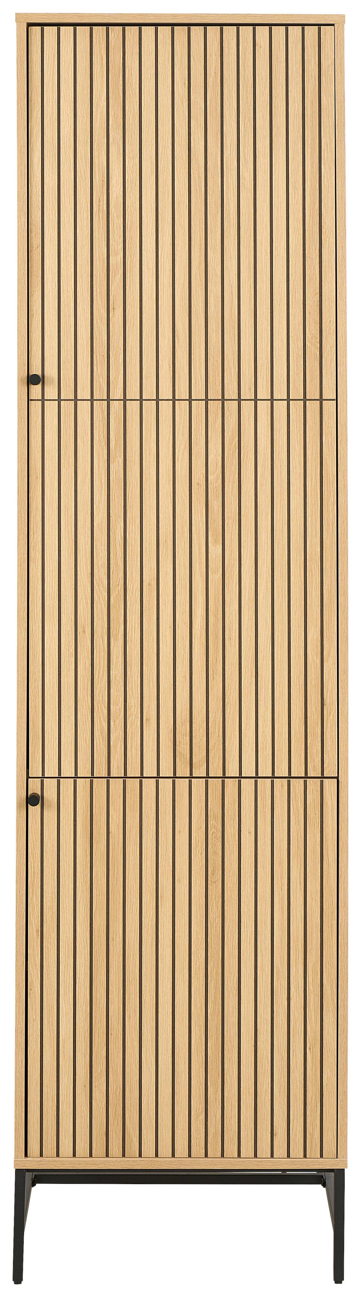 SKRIŇA S OTOČNÝMI DVERAMI ALBANY - čierna/prírodná farba, Design, kov/drevo (51,1/200/60cm)