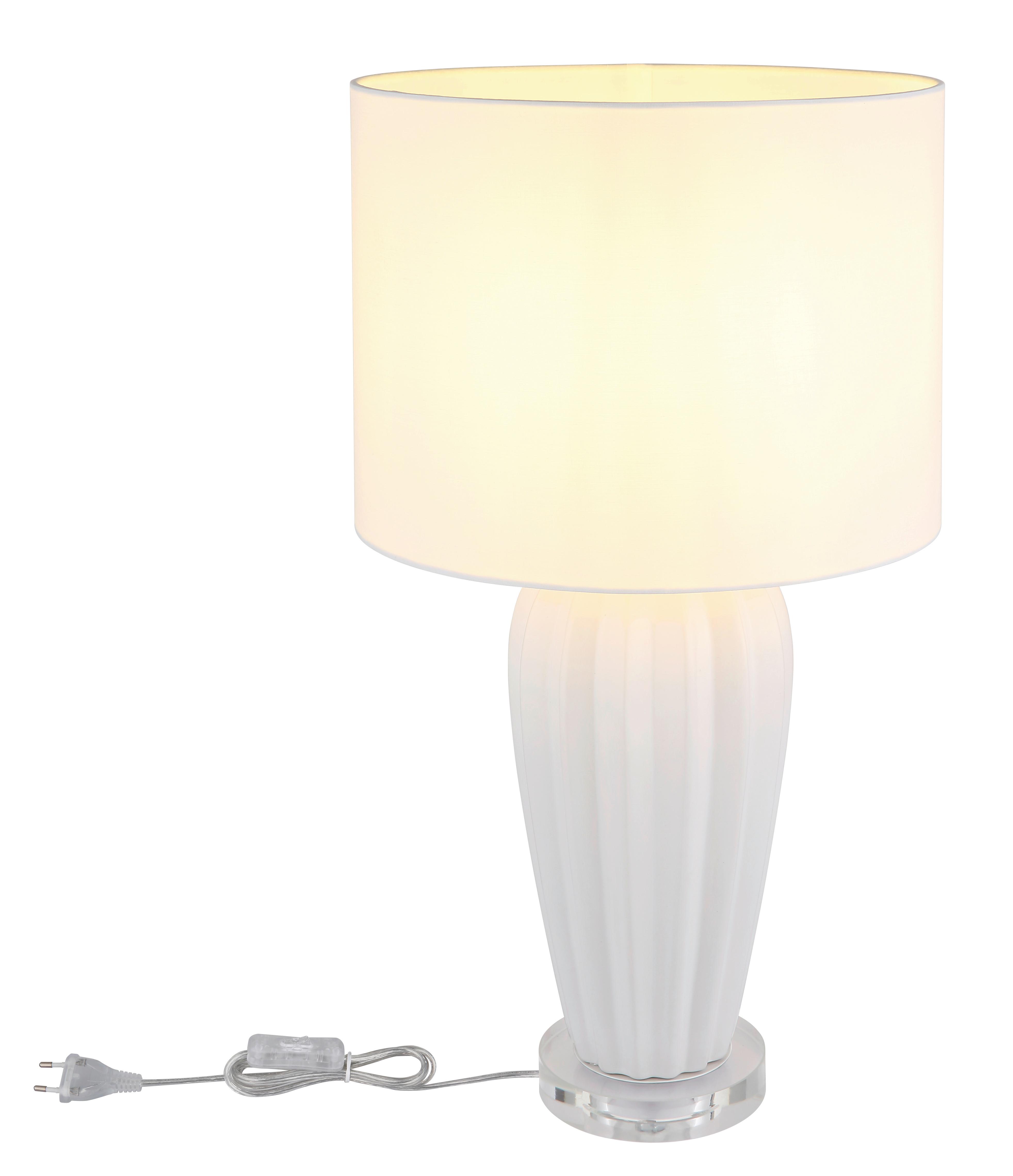 Tischleuchte 24145w - Chromfarben/Weiß, KONVENTIONELL, Keramik/Textil (35/59cm) - Globo