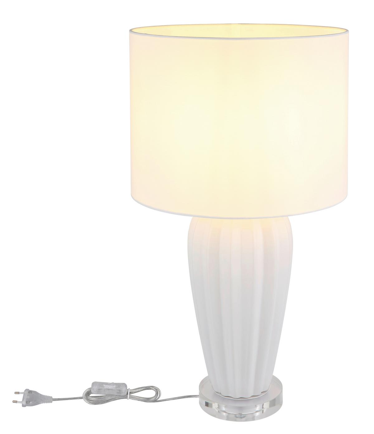 Tischleuchte 24145w - Chromfarben/Weiß, KONVENTIONELL, Keramik/Textil (35/59cm) - Globo