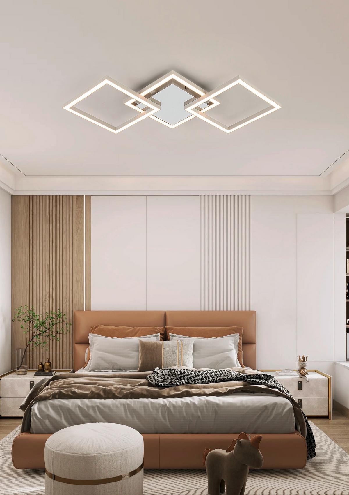 Led Mennyezeti Lámpa Nilya - krómszínű/homokszínű, Modern, műanyag/fém (63/27,5/4,5cm) - Luca Bessoni