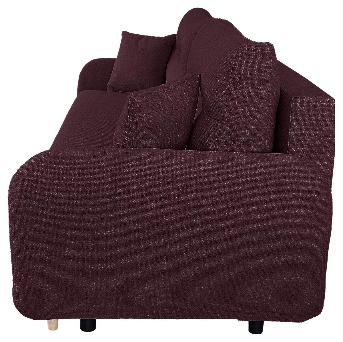 Schlafsofa Mit Bettkasten Vero Aubergine B: 206 Cm - Aubergine/Schwarz, Design, Textil (206/88/93cm) - MID.YOU