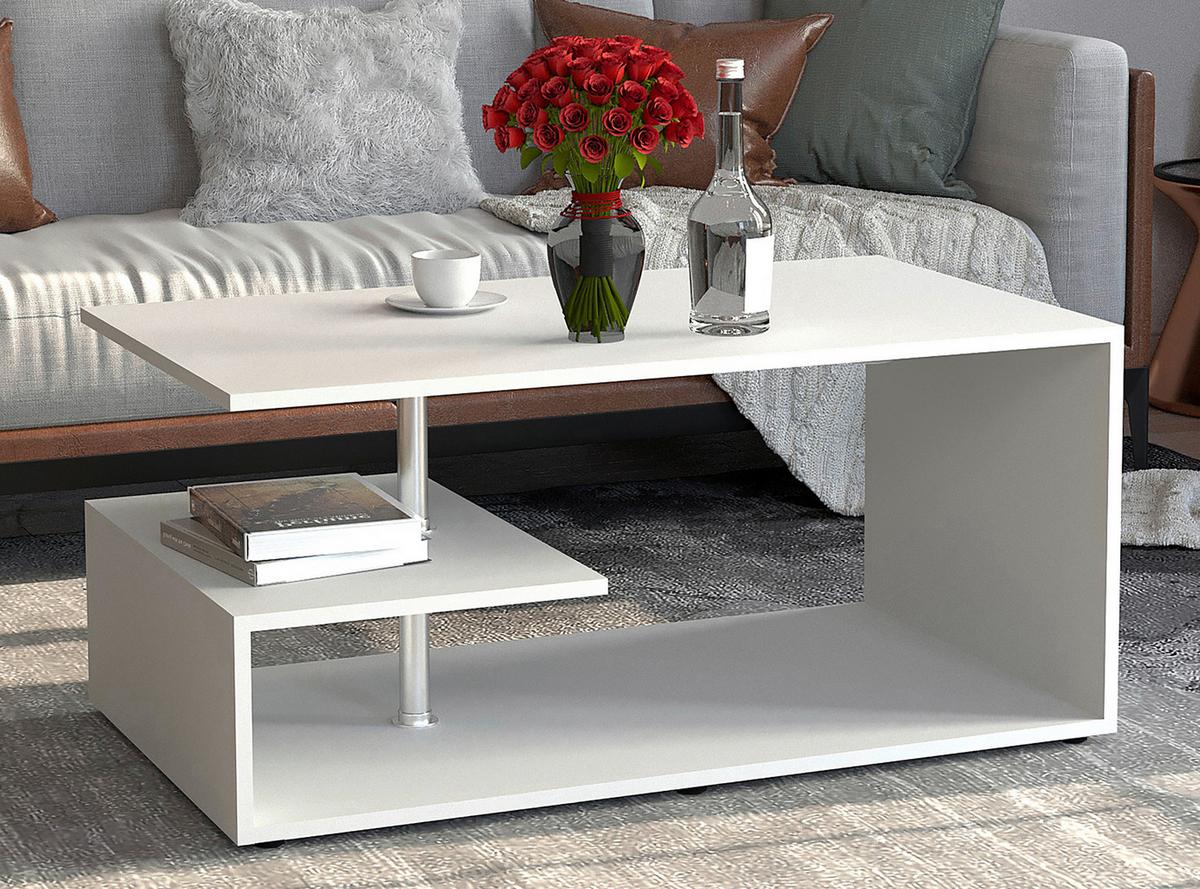 Couchtisch Maliso Weiß L: 91 Cm - Schwarz/Weiß, Design, Holzwerkstoff/Kunststoff (91/53/42cm) - MID.YOU