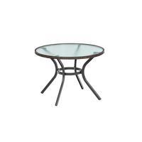 Gartentisch Ravenna Rund D: 104 Cm - Dunkelbraun/Graphitfarben, KONVENTIONELL, Glas/Kunststoff (104/104/74cm) - Gardenson