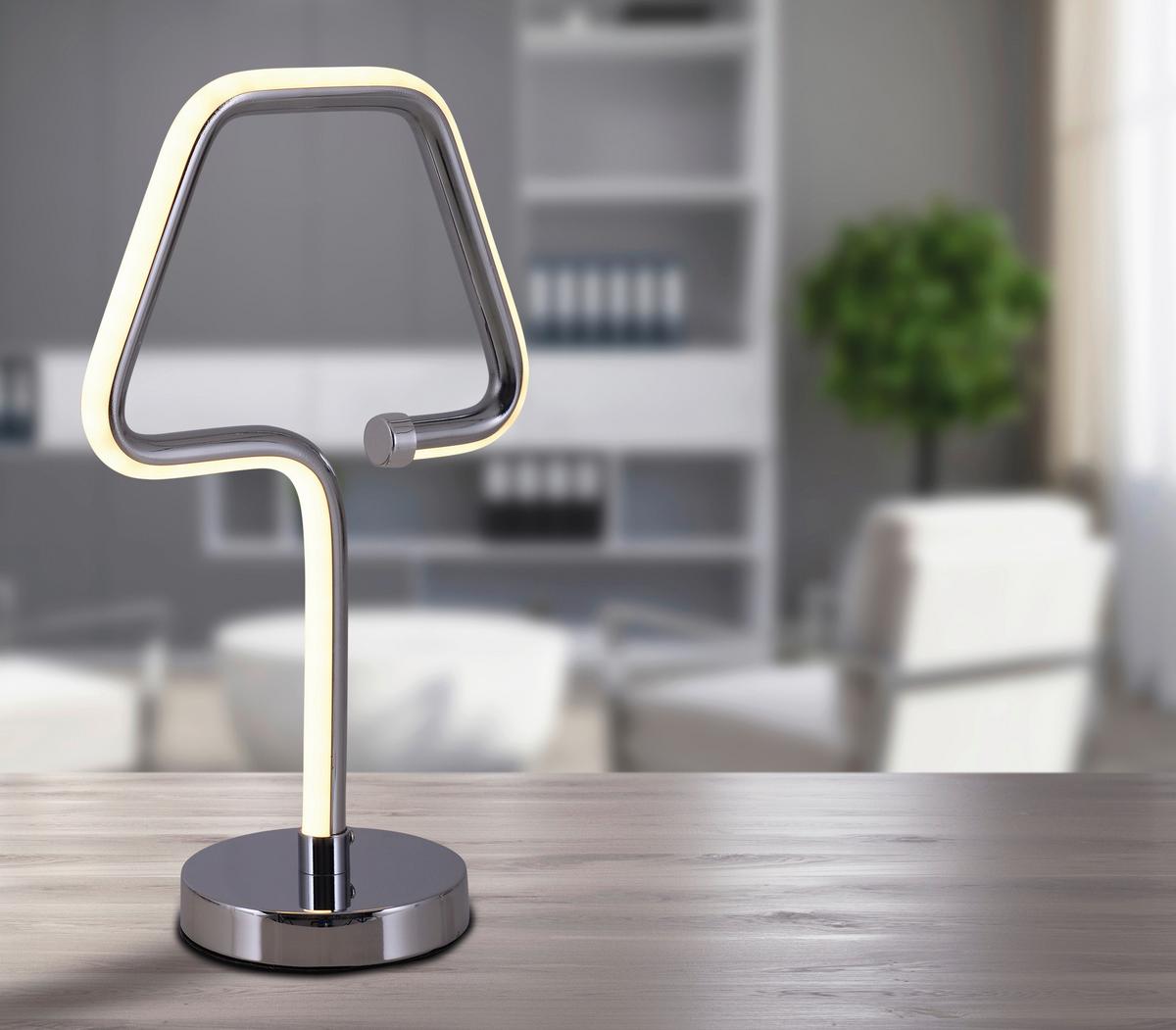 LED-Tischlampe Chromfarben mit Kippschalter - Chromfarben, Design, Kunststoff/Metall (18/30cm) - Näve