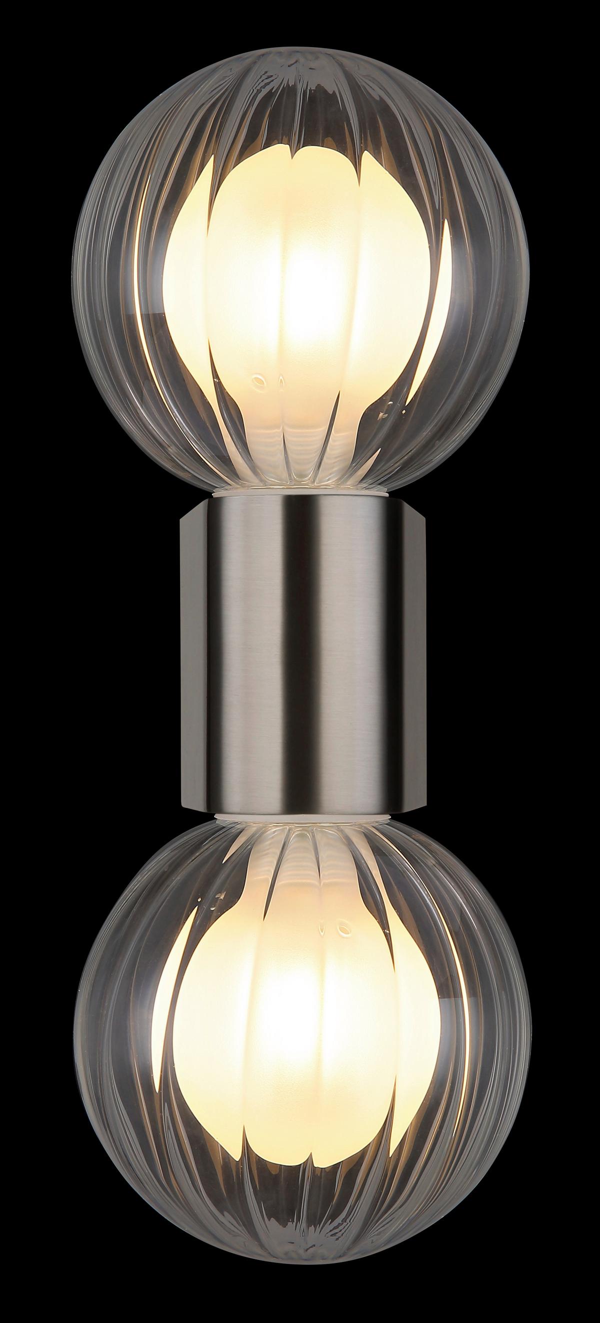 Badezimmer-Wandleuchte 41928-2n - Klar, KONVENTIONELL, Glas/Metall (10/12/26,5cm) - Globo