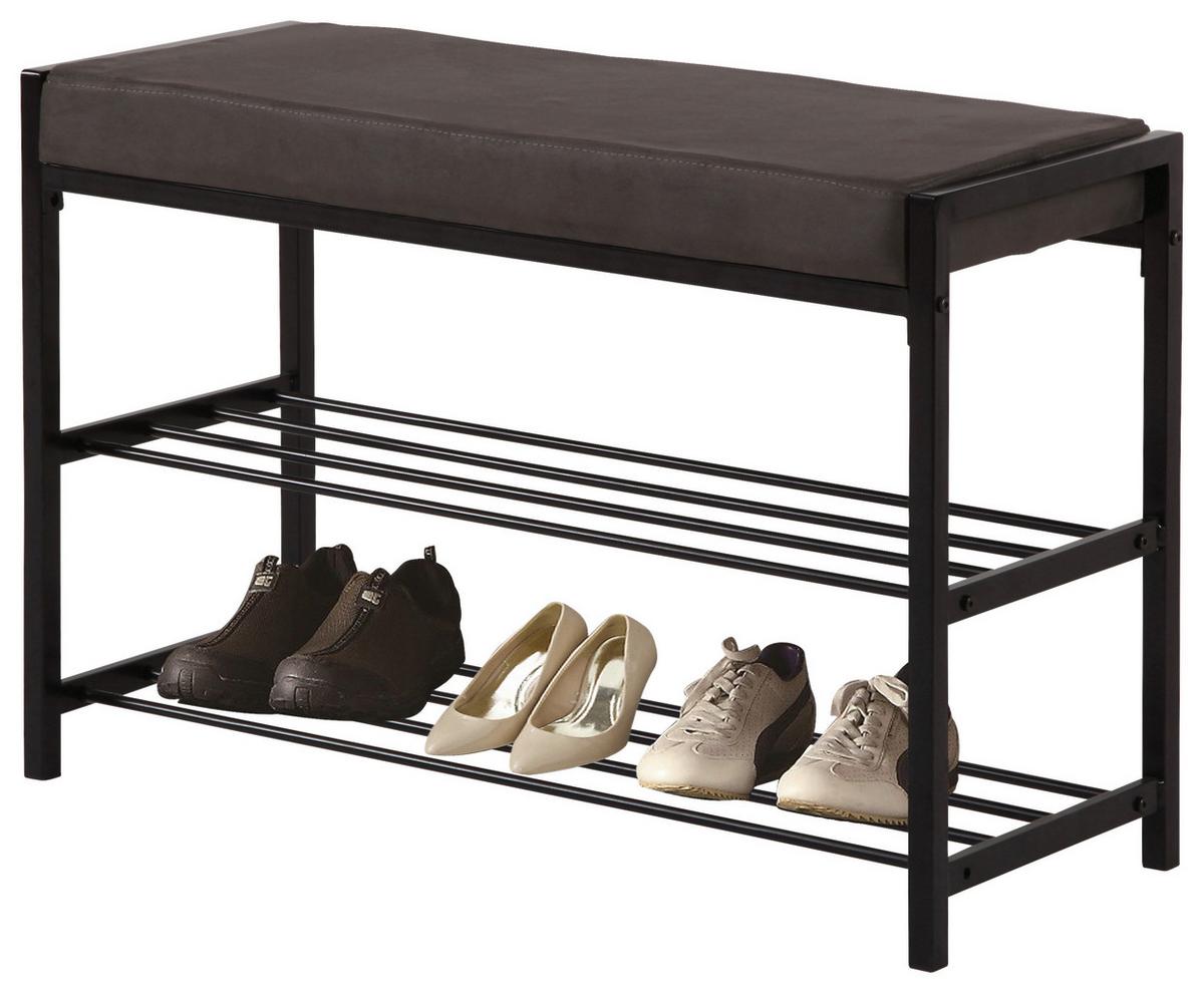 Šatní lavice ELLIE II - bílá/černá, Moderní, kov/textil (80/52/30cm) - Mömax