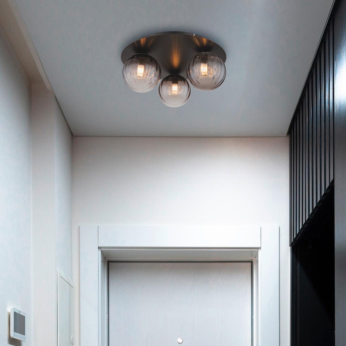 Deckenleuchte 15216-3 - Klar/Schwarz, Design, Glas/Metall (35/15cm) - Globo