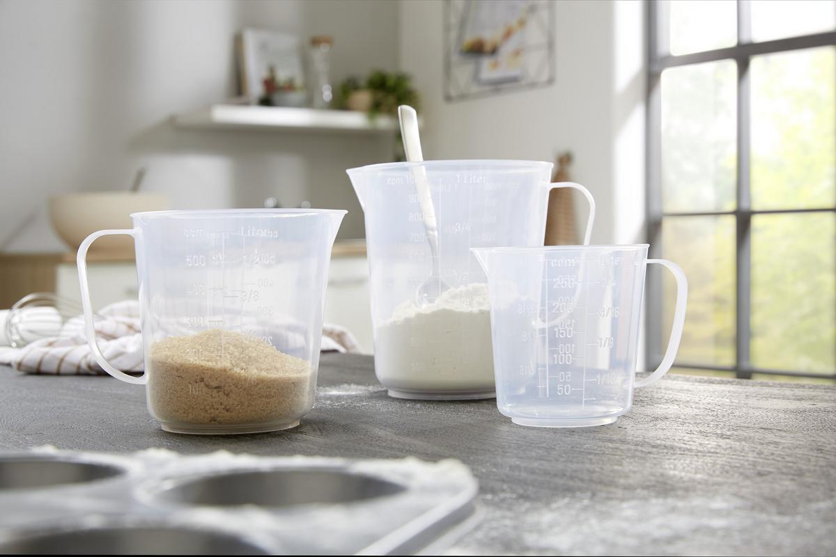 Messbecher Elsie 3er-set Inhalt Max. 0,25/0,5/1 L - Transparent, KONVENTIONELL, Kunststoff (17/12,5/20,6cm)