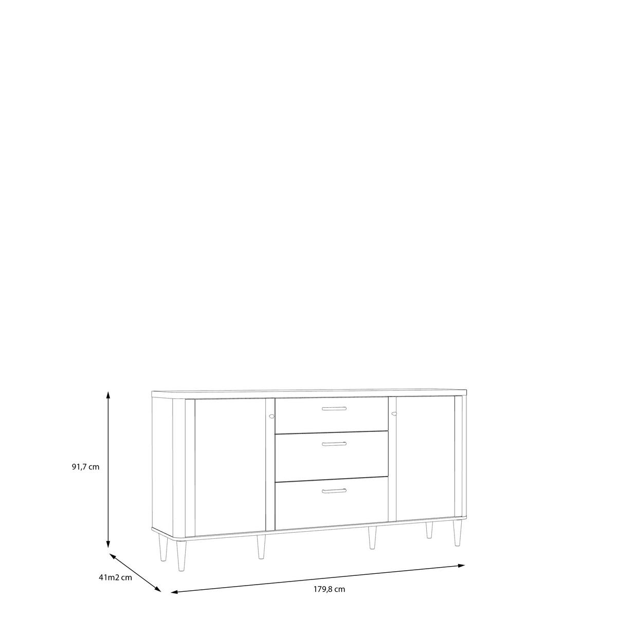 Komoda, piesková/dub Valencia - piesková/farba duba, Modern, kompozitné drevo (179,8/91,7/41,2cm)