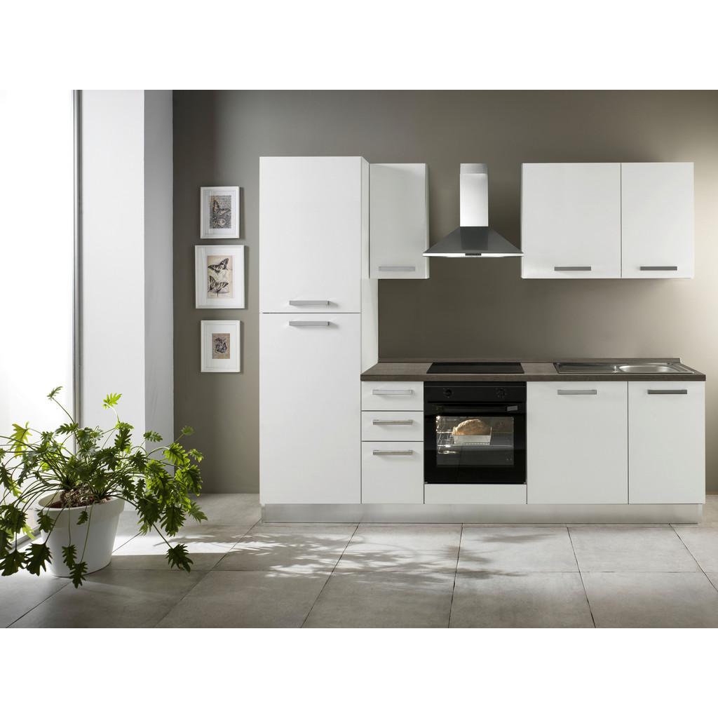 Küchenzeile Belluna M. Geräten 255 Cm Weiß/eiche Elegant