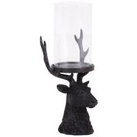 Kerzenständer Haakon Klar/ Schwarz für 1 Kerze - Klar/Schwarz, MODERN, Glas/Naturmaterialien (15,7/13/29cm) - Luca Bessoni