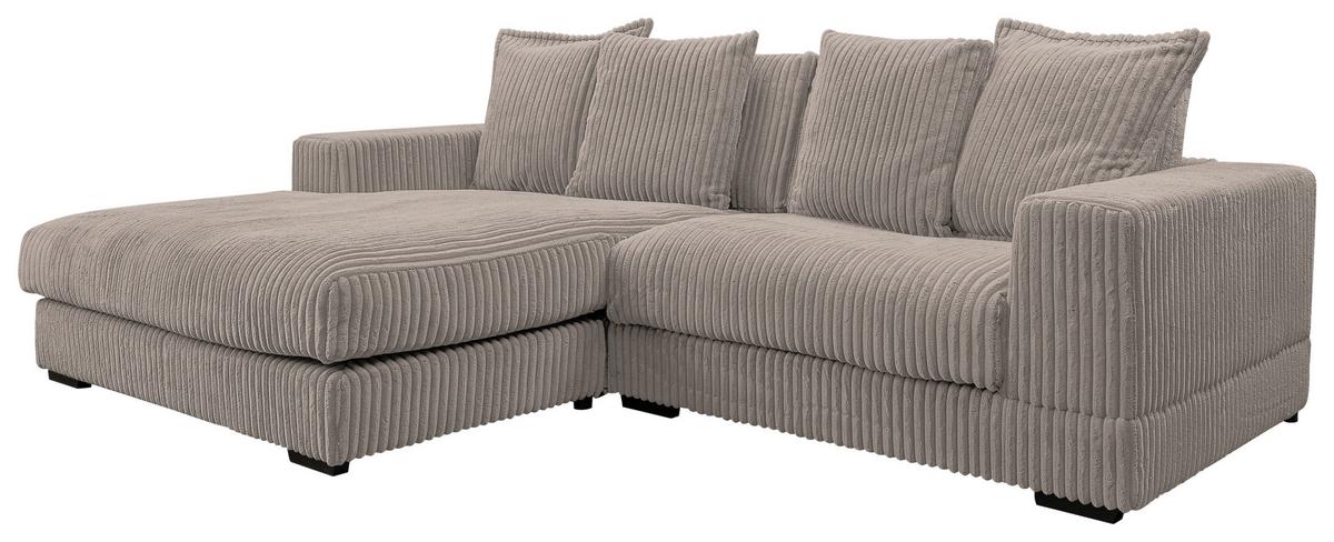 Ecksofa Funny Links Taupe, Mit Hocker, Schenkel: 195x285 Cm - Taupe/Schwarz, Basics, Textil (195/285cm) - Livetastic