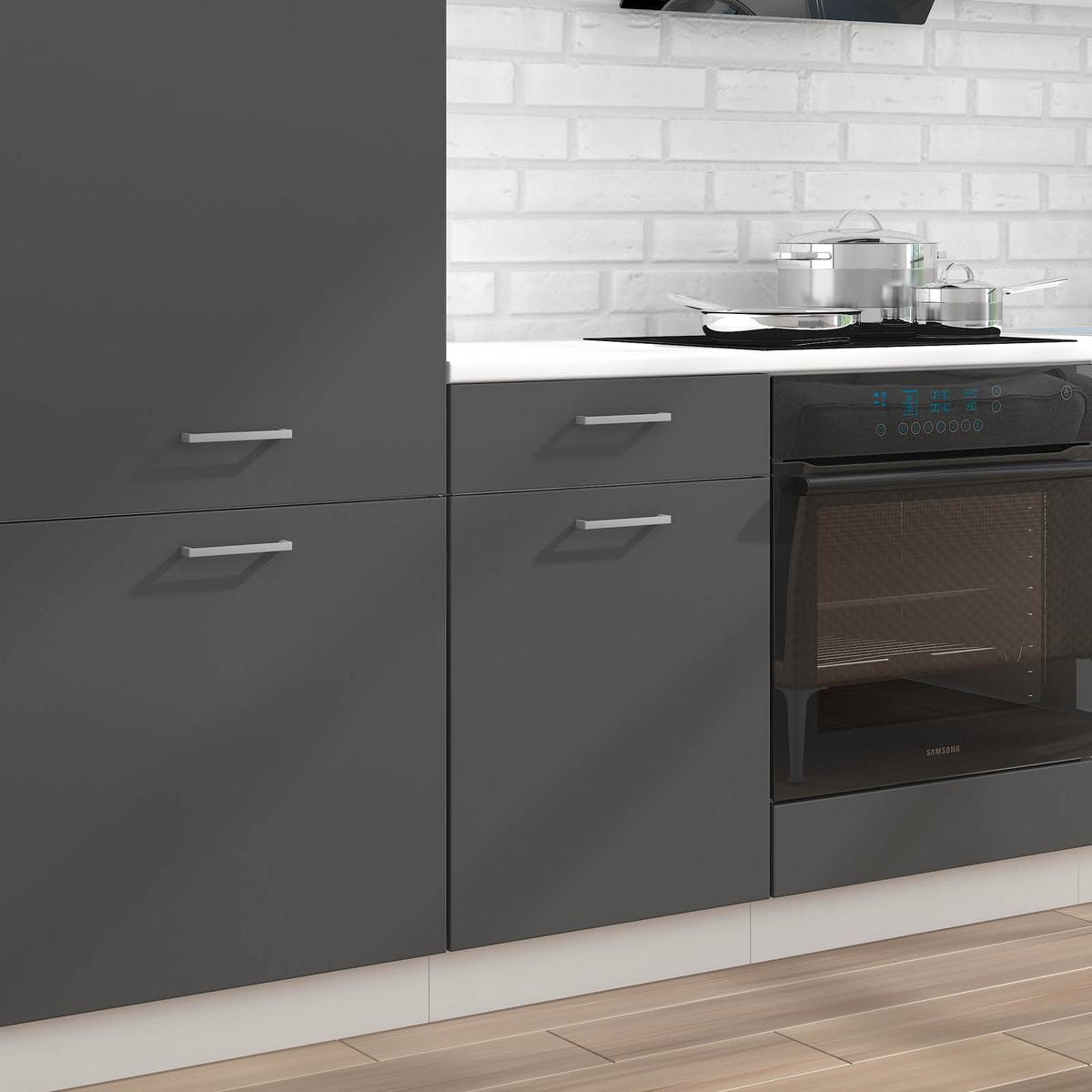 Küchenzeile Promo Ohne Geräte 270 Cm Grau/weiß, Modern - Weiß/Grau, KONVENTIONELL, Holzwerkstoff (270cm)