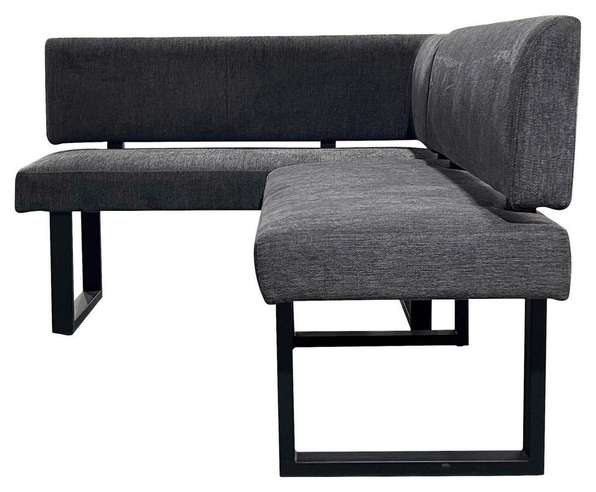 Eckbank Vancouver Grau, Schwarz 125x181 cm - Anthrazit/Schwarz, Design, Textil/Metall (125/181,5cm) - MID.YOU