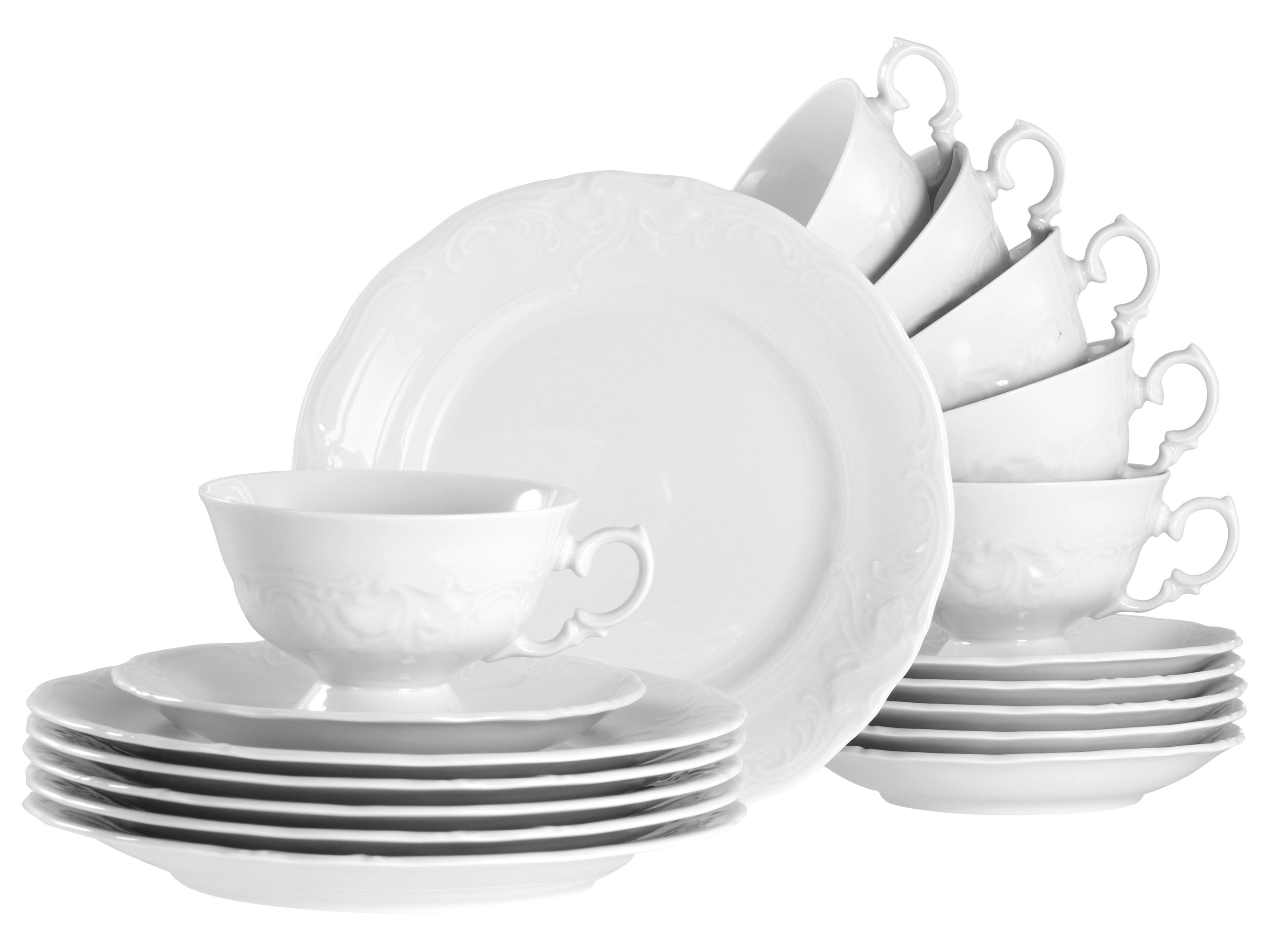 Kaffeeservice Frederike Weiss Porzellan, 6 Pers., 18-teilig