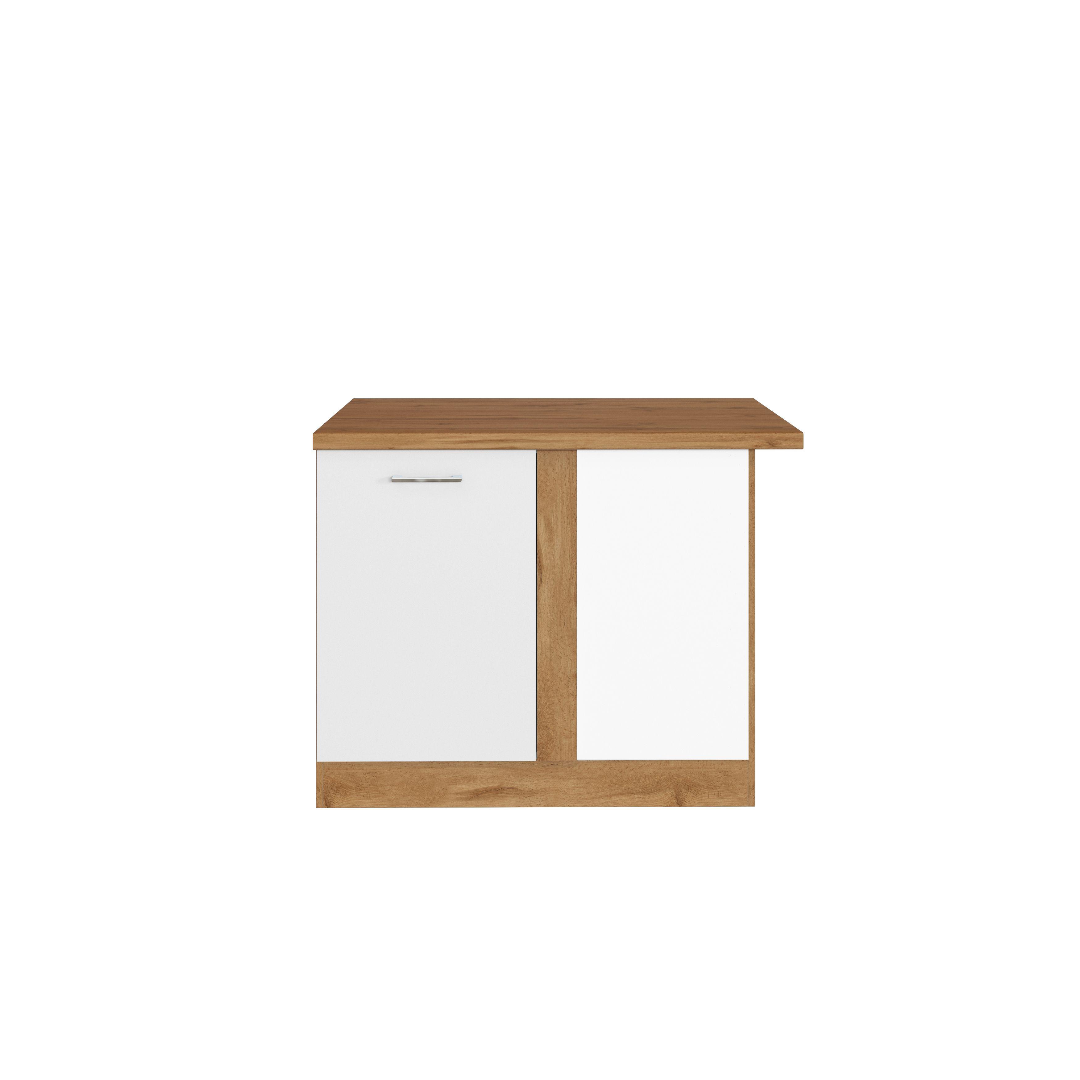 Eck-Unterschrank Küche eichefarben und Weiß