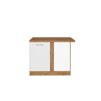 Eckunterschrank B: 110 cm Eiche Dekor/Weiß 1 Tür - Weiß, MODERN, Holzwerkstoff (110/85/60cm) - Held