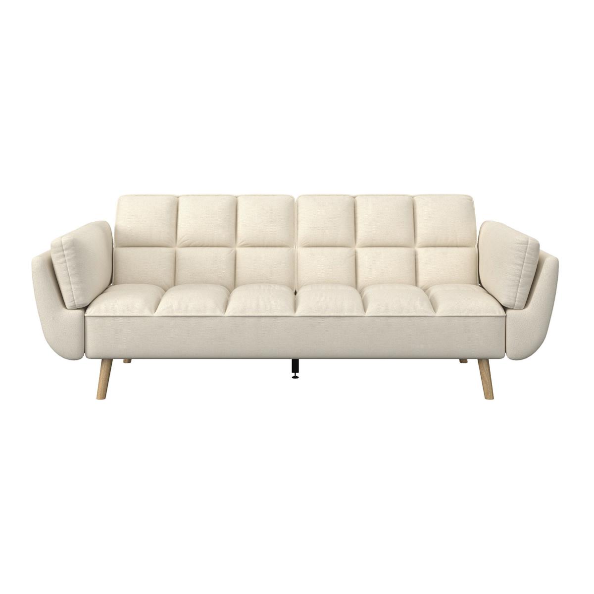 Rozkladacia pohovka CORA, krémová, max. 360 kg - krémová/prírodná farba, Modern, drevo/textil (214/92/81cm) - Bessagi Home