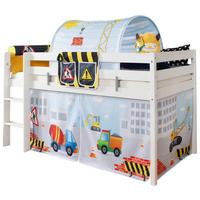 Hochbett Malte Weiß Inkl. Rollrost, Tunnel, 90x200 Cm - Weiß/Naturfarben, Natur, Holz (90/200cm) - MID.YOU