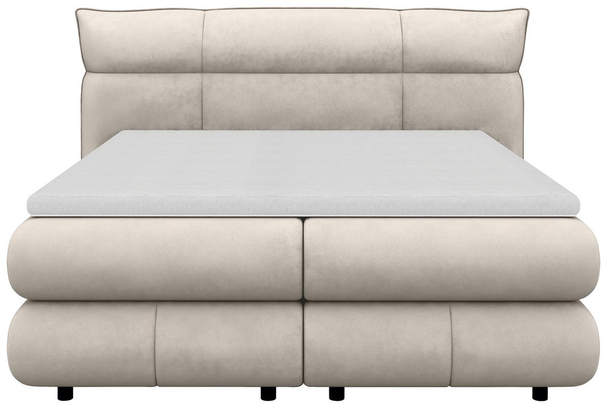 Boxspringbett Carmelo Beige 180x200 H5 - Beige/Schwarz, Trend, Textil (180/200cm)
