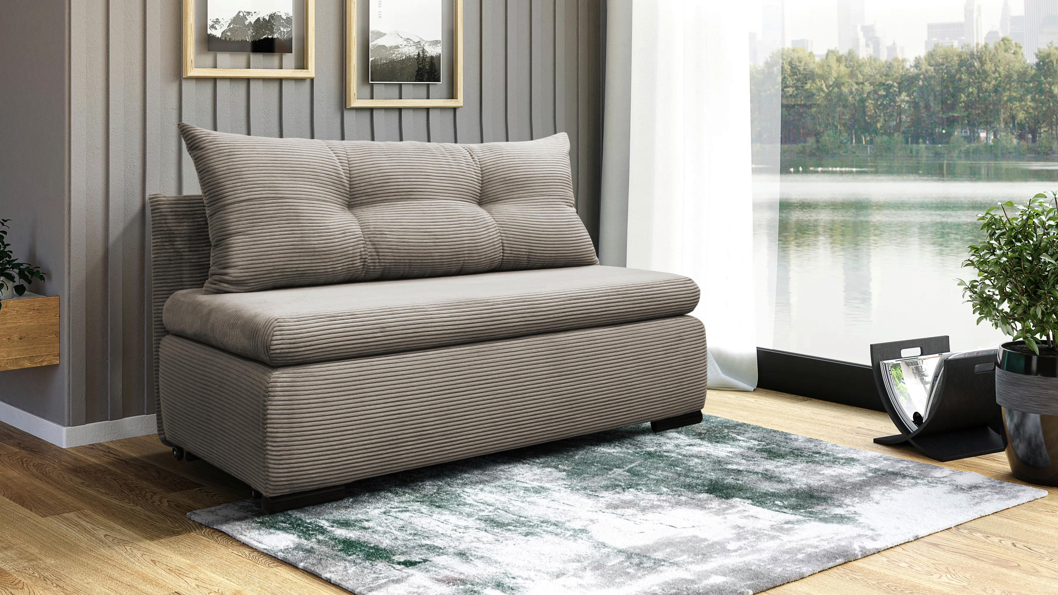 Schlafsofa Mit Bettkasten Yellow B: 154 Cm Cord Taupe - Taupe/Schwarz, Design, Textil (154/93/85cm) - MID.YOU