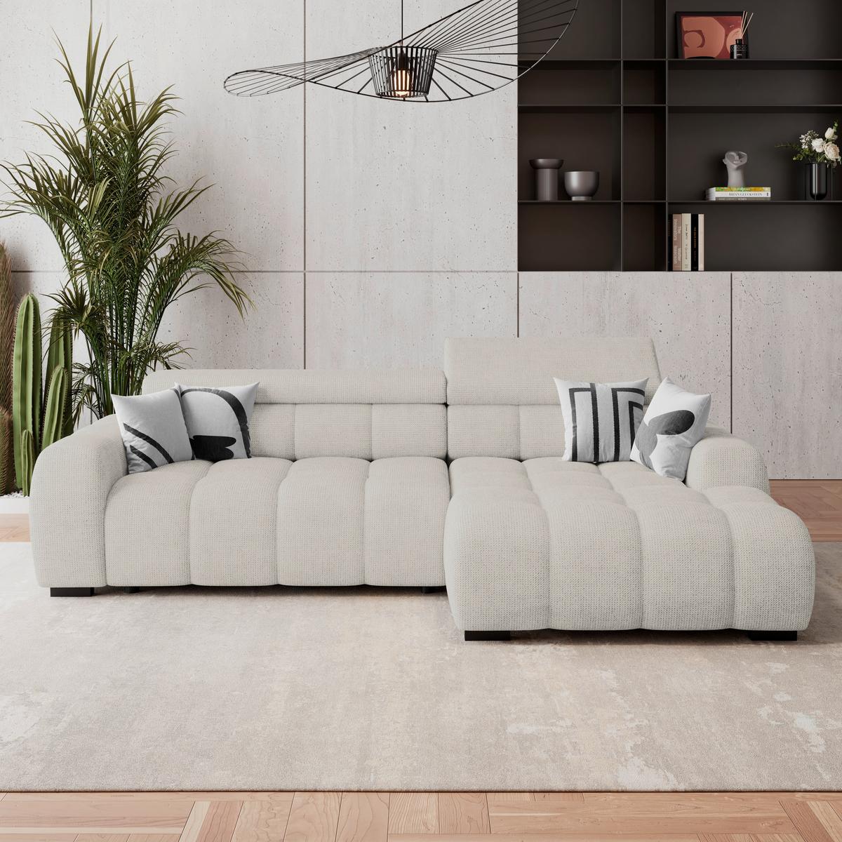Ecksofa Fargo S Beige, B: 285 Cm - Sandfarben/Beige, Trend, Textil (285/168cm)