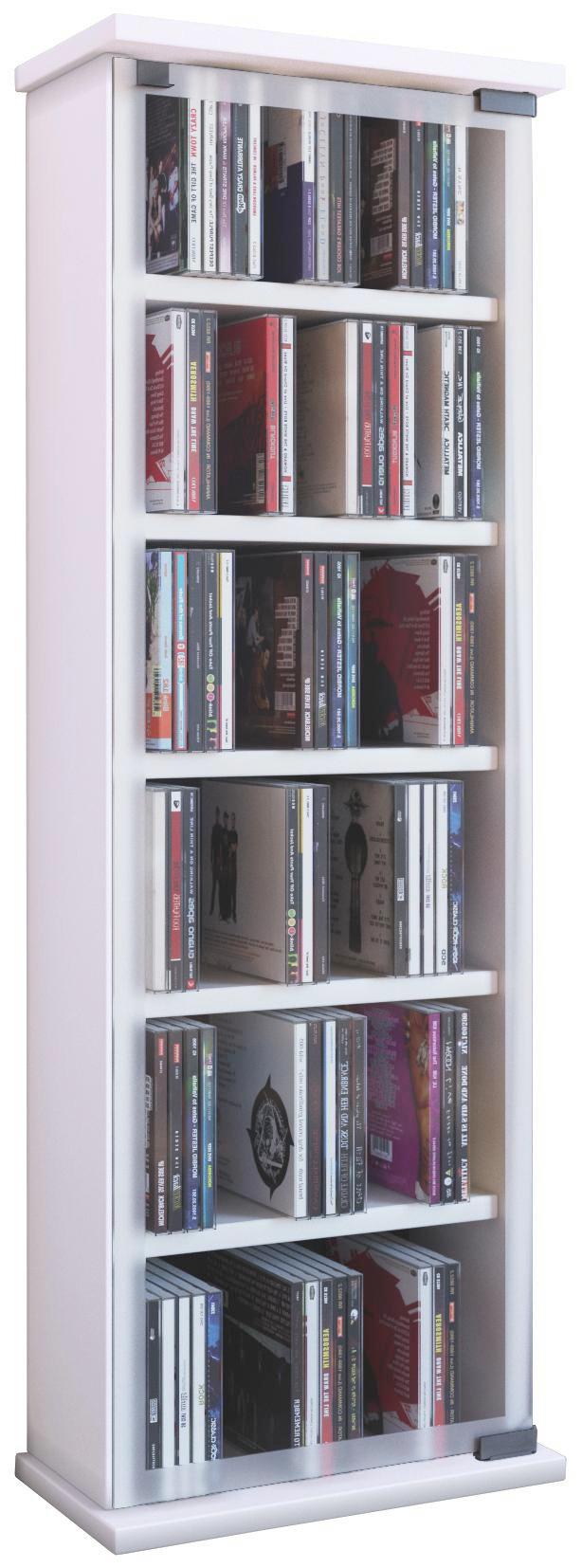 CD Regal in Weiß mit Glastüre CD Regal in Weiß online bestellen