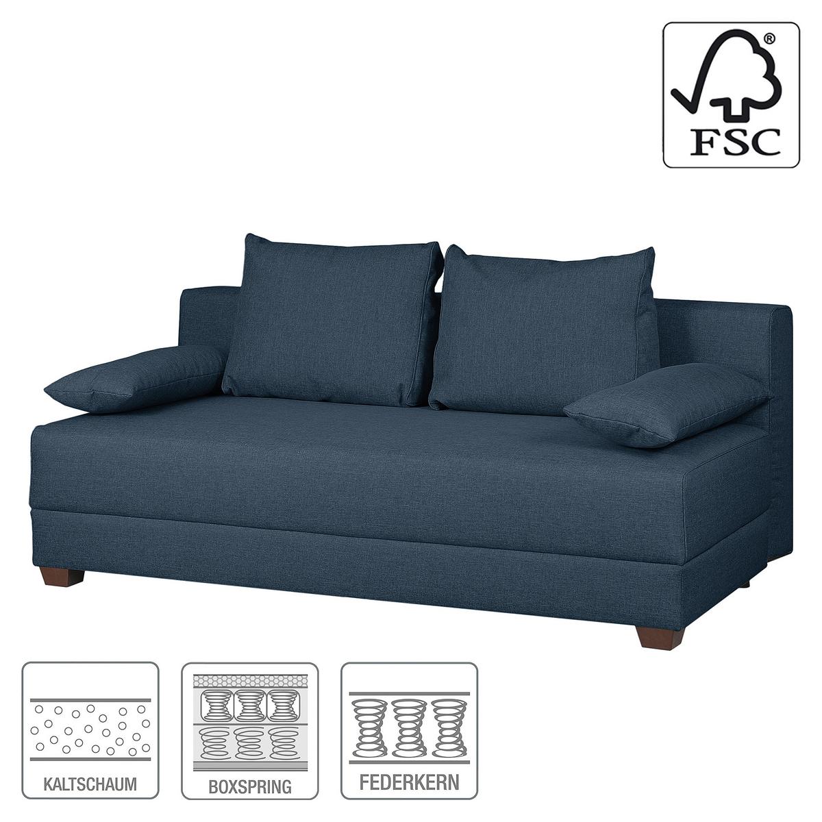 Schlafsofa Dingo, Dunkelblau B: 202 cm - Dunkelbraun/Dunkelblau, Design, Textil (202/85/110cm) - MID.YOU
