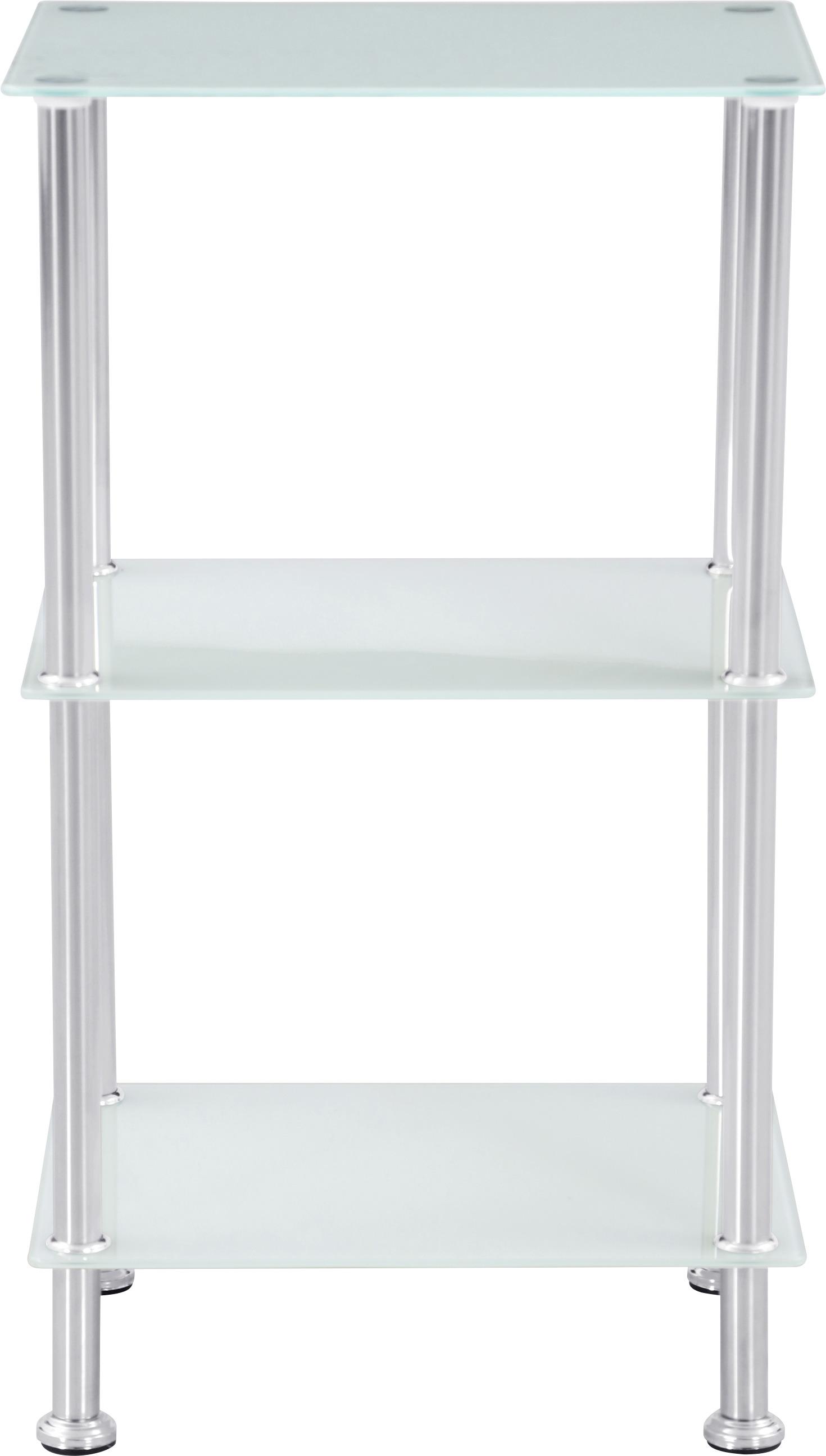 REGÁL GLARE - bílá/barvy nerez oceli, Moderní, kov/sklo (40/70/30cm) - Luca Bessoni