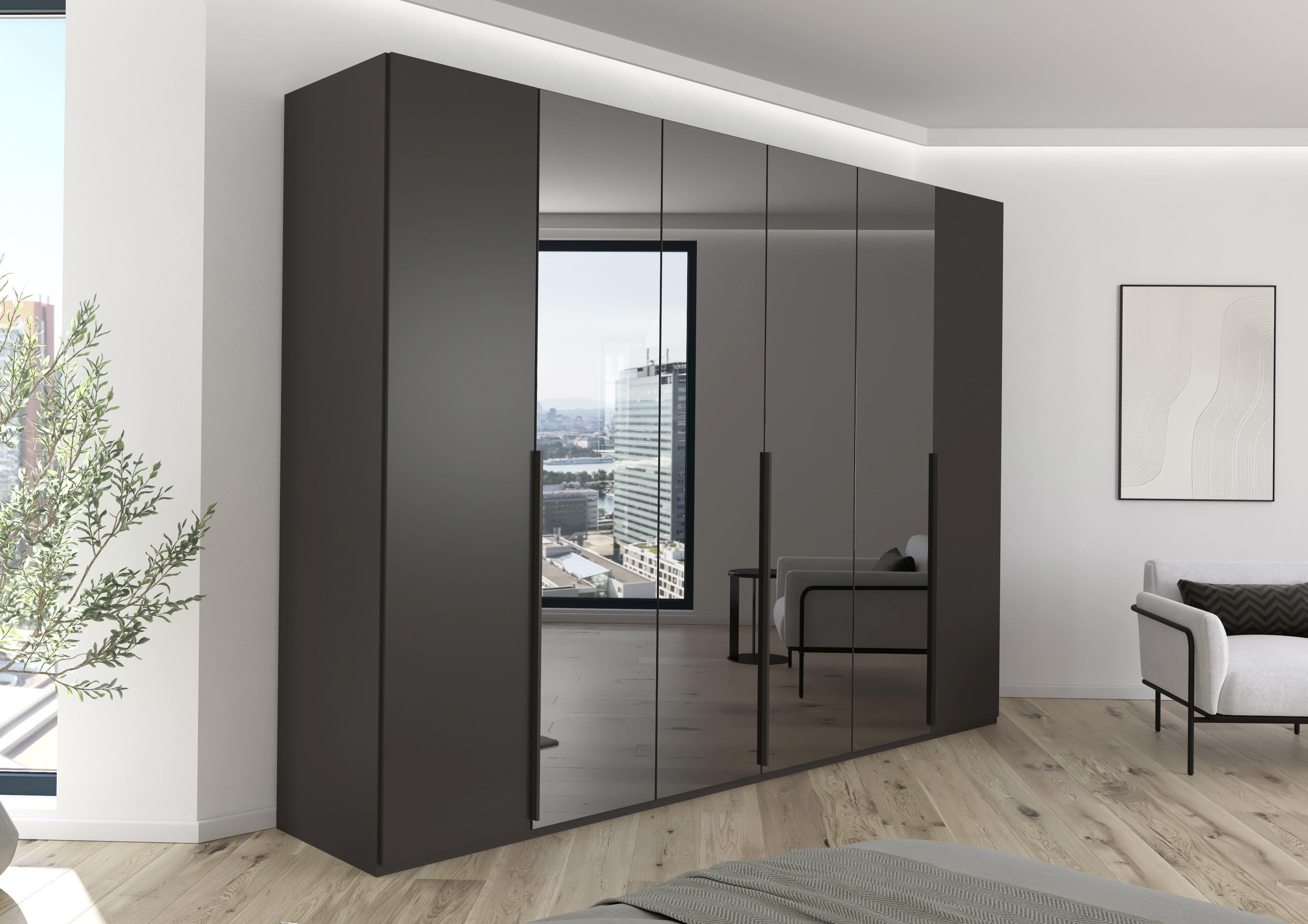 Drehtürenschrank Paola Graphitfarben/Grau B: 301 cm - Graphitfarben/Grau, Trend, Glas/Holzwerkstoff (301/223/61cm) - Rauch Möbel