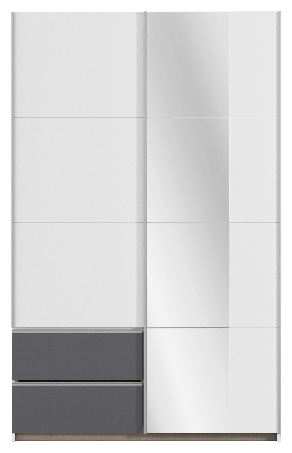Schwebetürenschrank Stoke Grau Weiß B: 131 cm - Weiß/Grau, MODERN, Holzwerkstoff (131/210/59cm) - Rauch Möbel
