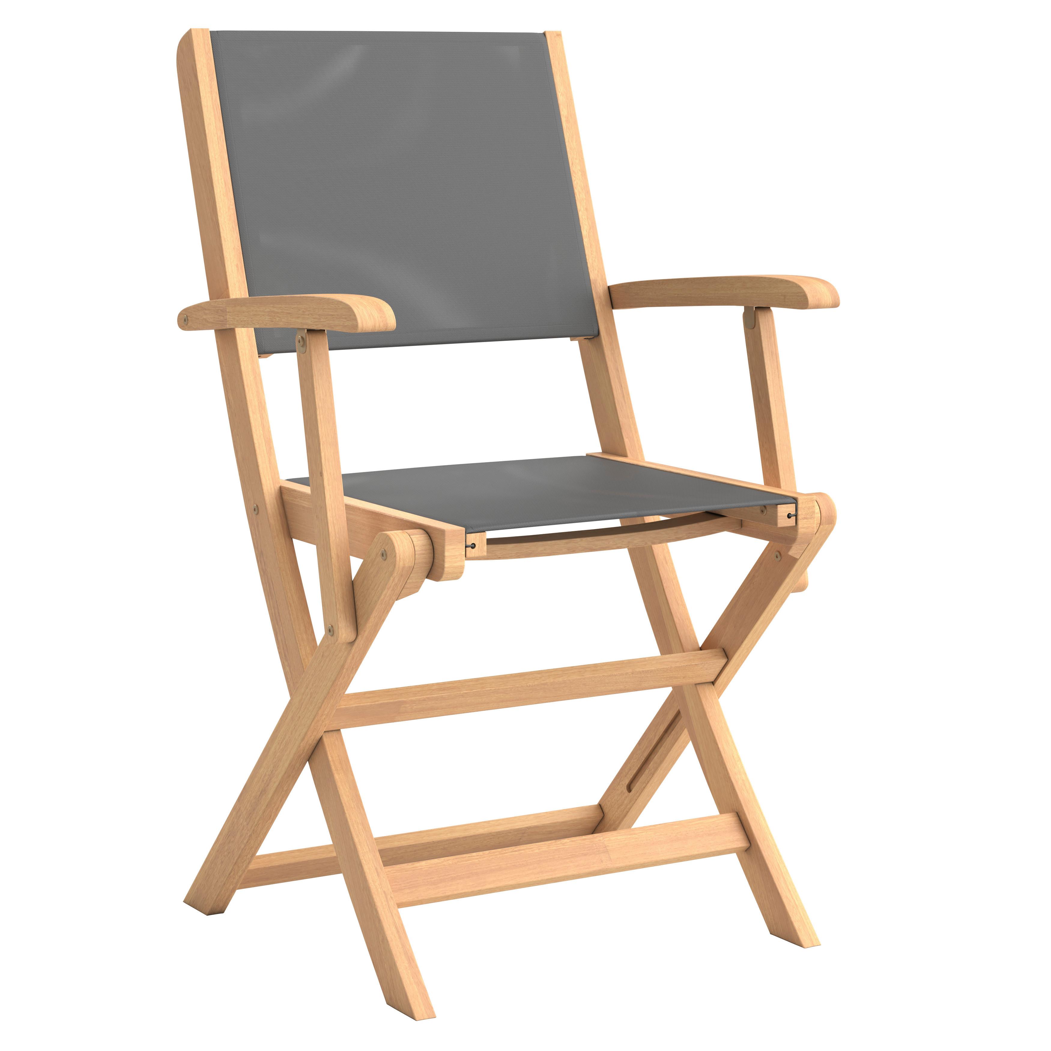 Gartenstuhl Klappbar Göteborg Akazie - Dunkelgrau/Teakfarben, MODERN, Holz/Kunststoff (49/91/57cm) - Beldano