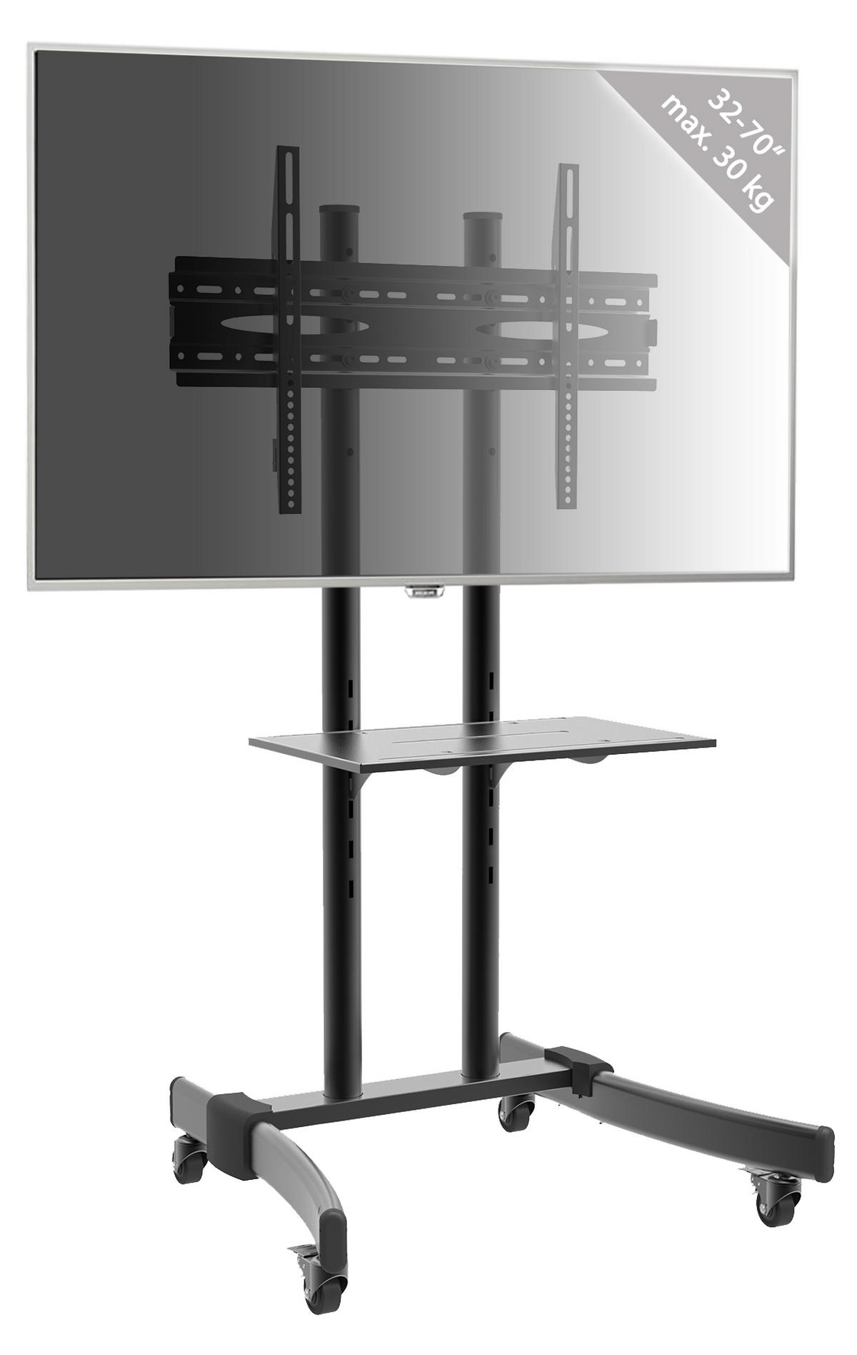 Tv-rack Bis 70“ Drehbar Mit Rollen B-Ms 125 Max. 30 Kg - Schwarz, Basics, Metall (109/76/55cm) - MID.YOU
