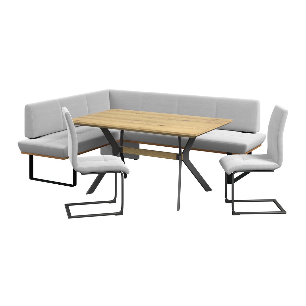 Eckbank Tristan Webstoff hellgrau,S:175x245cm - Hellgrau/Schwarz, MODERN, Holz/Textil (175/245cm) - James Wood