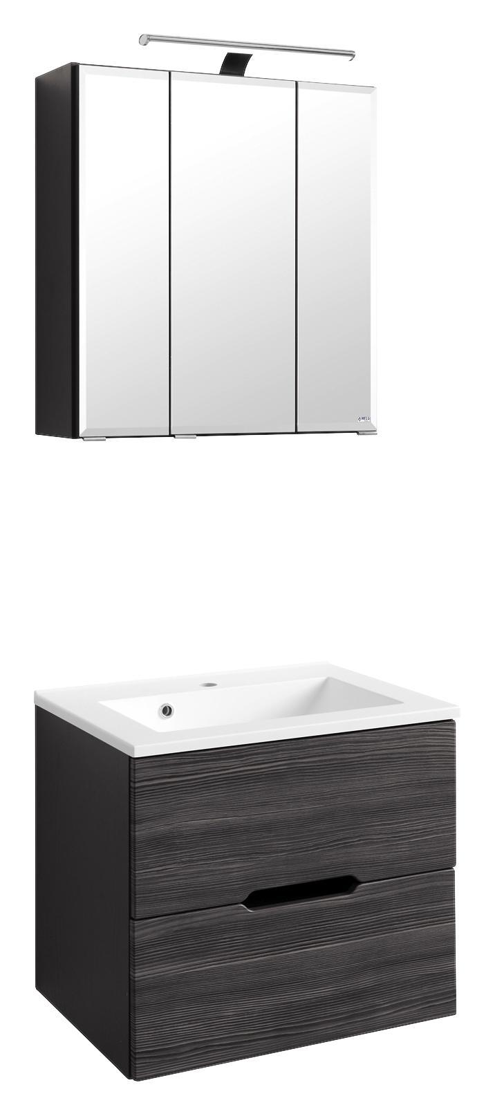 Badezimmer Belluno B:60 cm Lärche Dekor - Graphitfarben/Weiß, Basics, Holzwerkstoff/Stein (60/48cm)