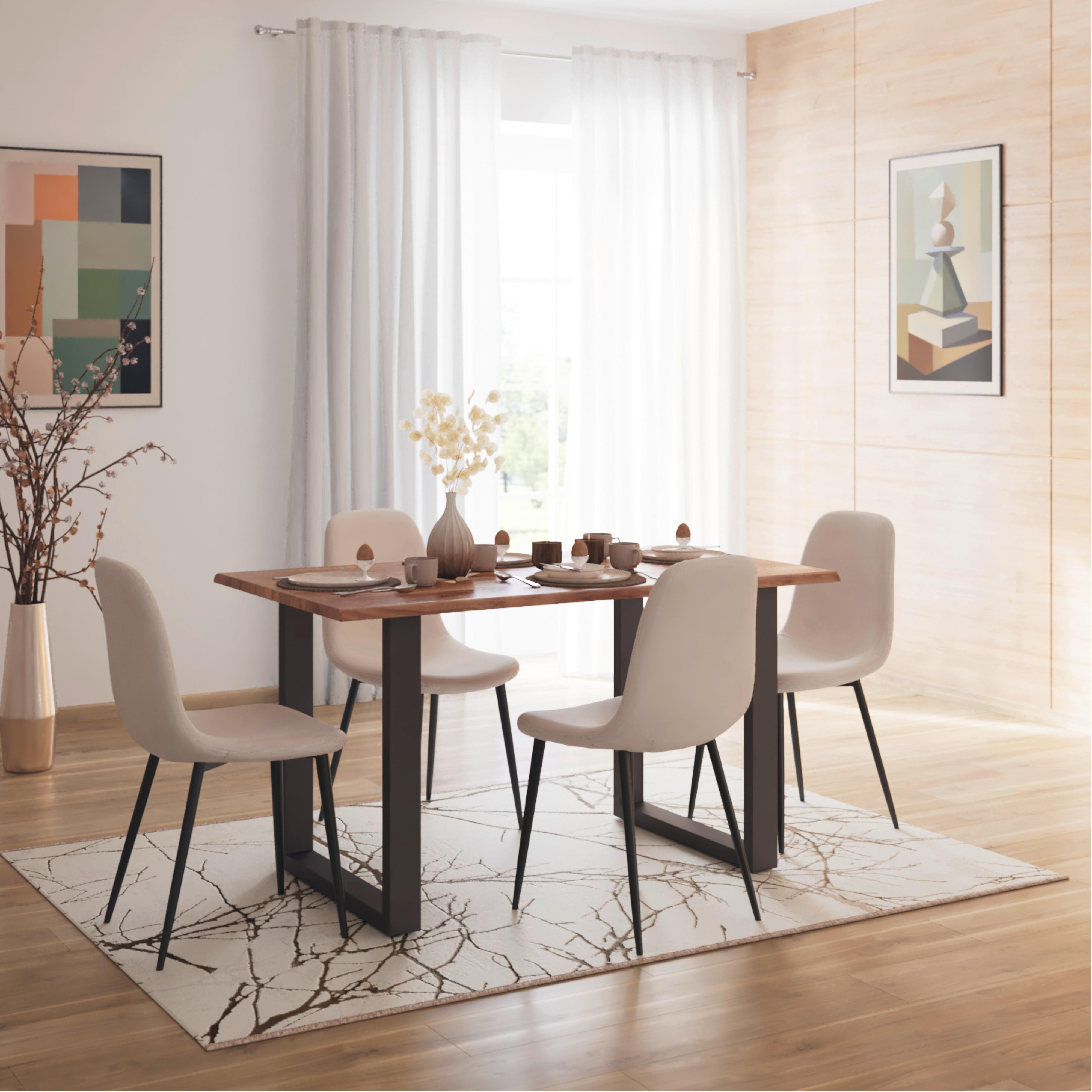Jedálenský stôl Malmo, 140x80cm - čierna/farba akácie, Modern, kov/drevo (140/80/76cm) - Bessagi Home