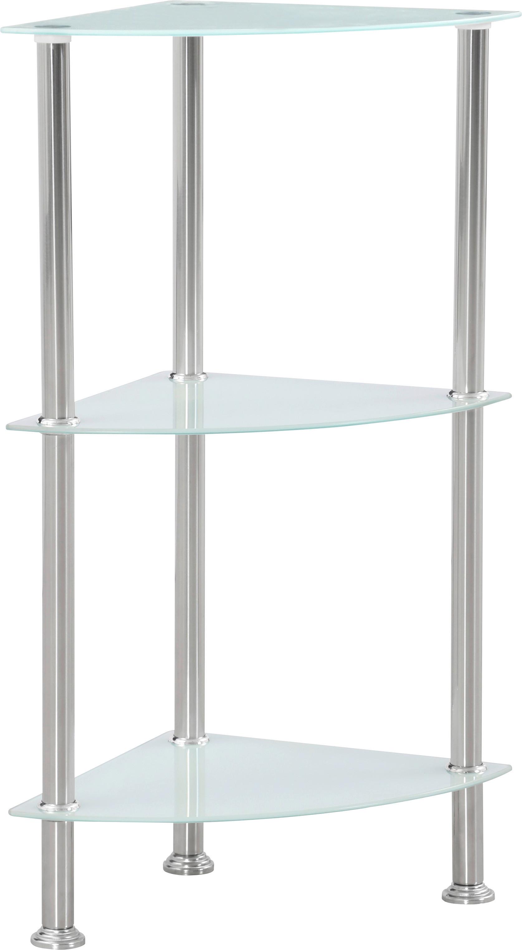 Eckregal mit Glasfächern Glare B 30cm, Edelstahl/Weiß - Edelstahlfarben/Weiß, MODERN, Glas/Metall (30/70/30cm) - Luca Bessoni
