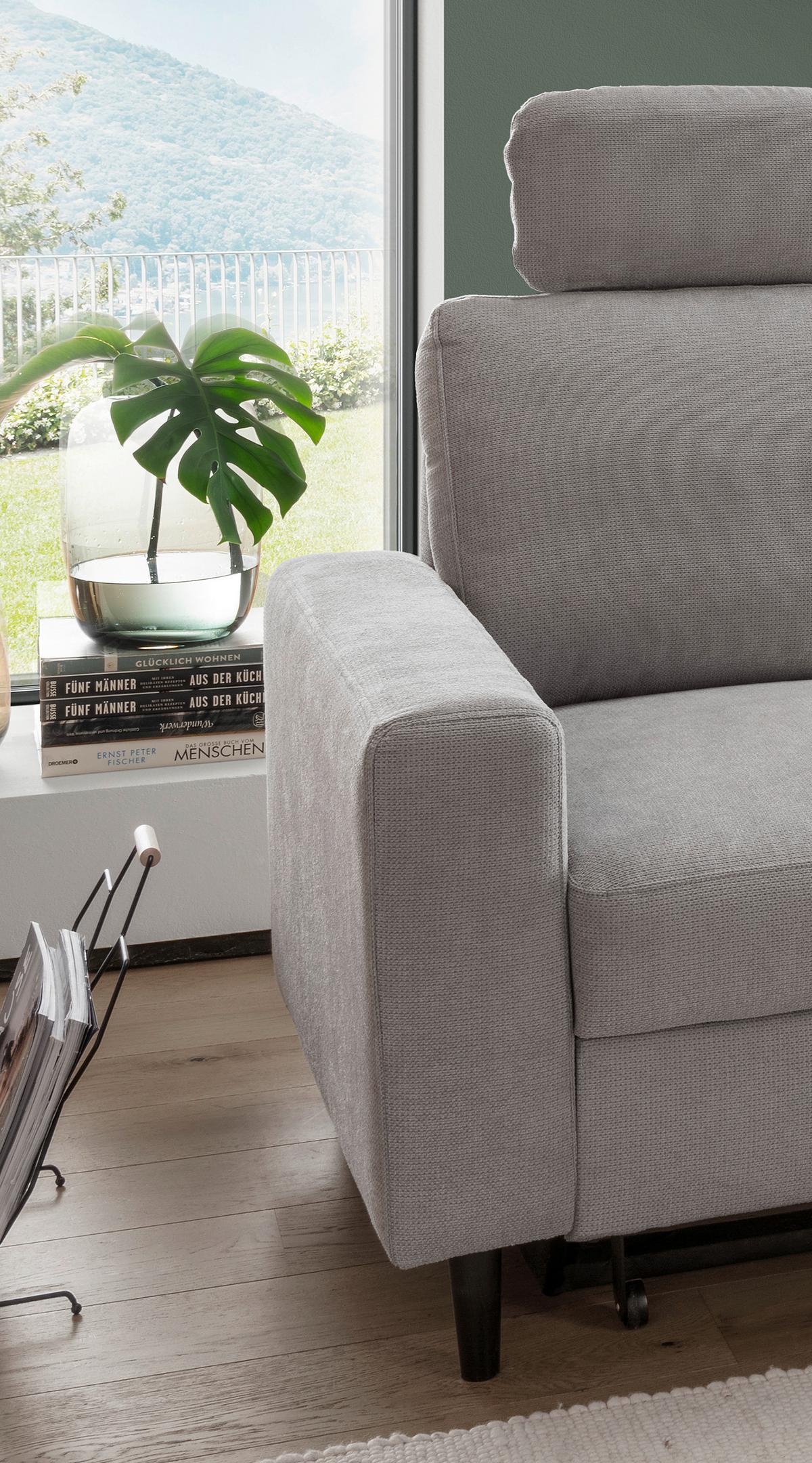 Eckschlafsofa Passione Grau S: 234x147 cm - Schwarz/Grau, MODERN, Textil (234/147cm) - Livetastic