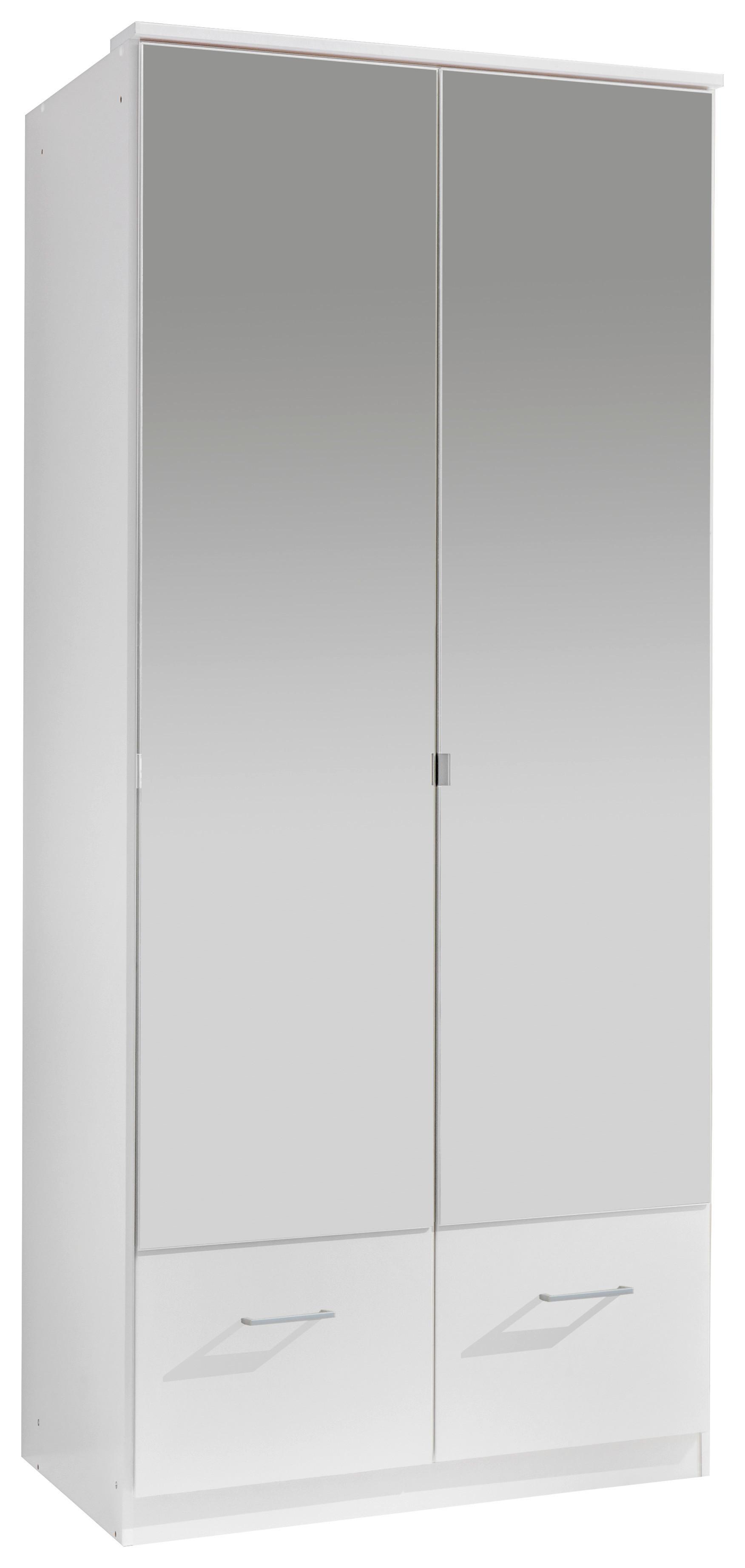 Drehtürenschrank Mit Spiegel + Laden 90cm Imago, Weiß - Weiß, KONVENTIONELL, Glas/Holzwerkstoff (90/199/58cm) - MID.YOU